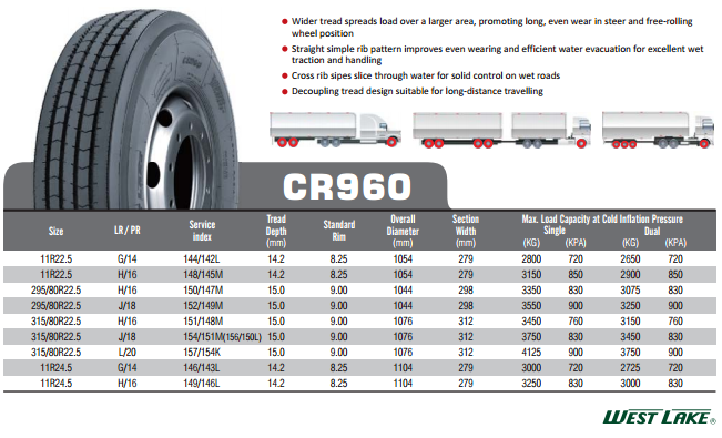 West Lake Truck & Bus Radial Tyre - CR960
